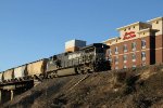 NS 9675 leads a short train towards the yard